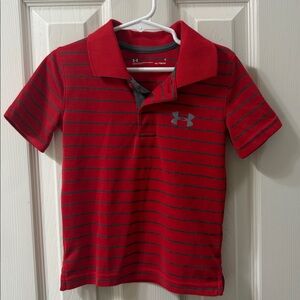 Boys Under Armour Red and Gray Polo Shirt